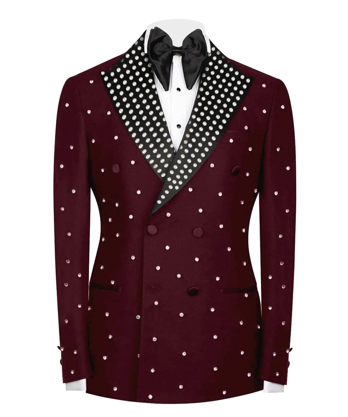 Handsome Beading Men Wedding Tuxedos Pearls Peaked Lapel Tailored Pants Suits Birthday Party Prom Groom Wear 2 Pieces