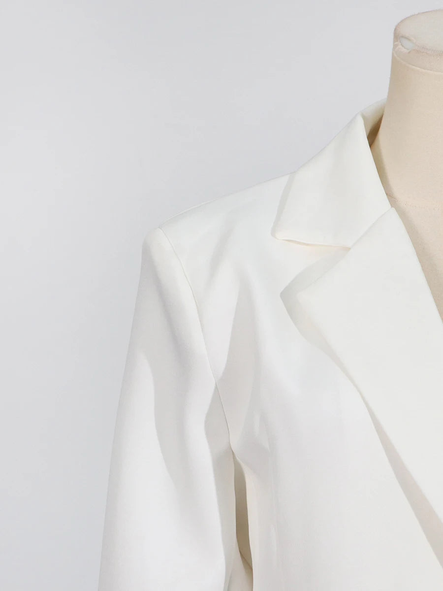 Office Patchwork Sequins Blazer for Women Notched Collar Long Sleeve Spliced Split Hem Temperament Coats Female Fashion New