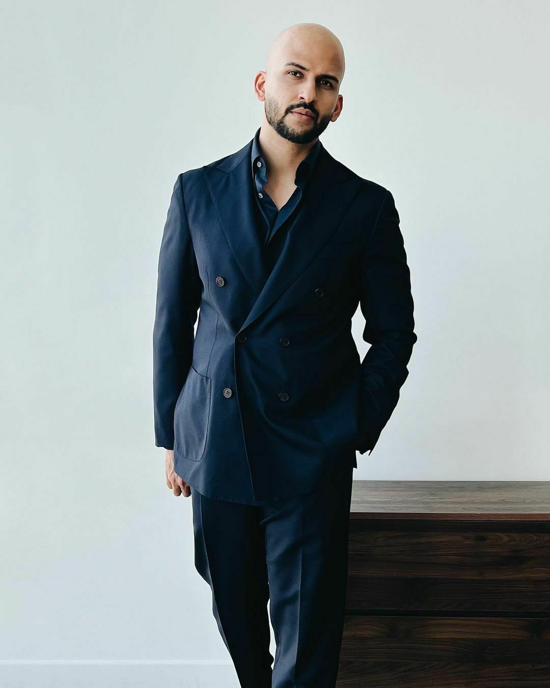 Costume d'affaires bleu marine pour homme, croisé, 2 pièces, revers en pointe, pour mariage 