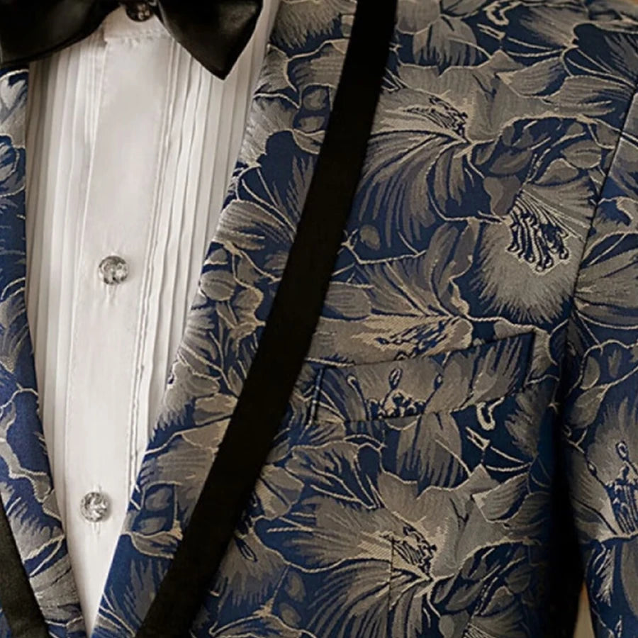 Stylish Floral Blazer Suit for Men - Tailored 2-Piece Wedding Tuxedo Set with Elegant Pants and Jacket