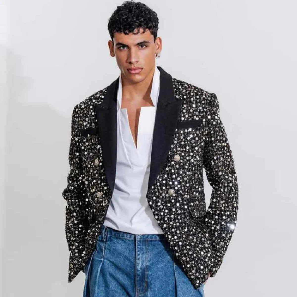 Customized Designer Fashion Beads Crystals Men Suits Groom Wedding Tuxedos 2 Pieces Sets Male Prom Blazer