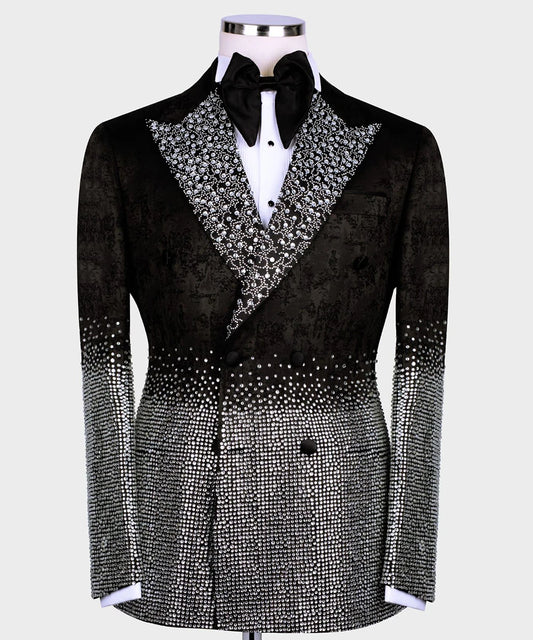 Luxury Wedding Tuxedos Beads 1 Piece Blazer Peaked Lapel Single Breasted Formal Prom Jacket Slim Fit Custom Made