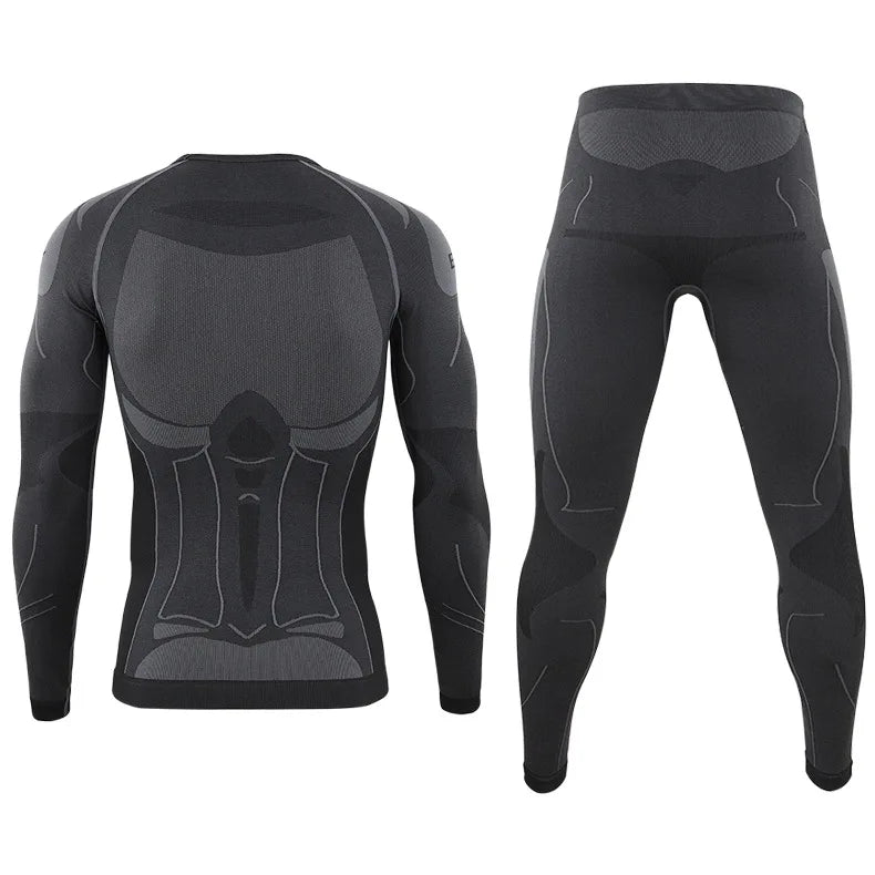 Men's Compression Shirt and Pants Set Long Sleeve Fitness Sportswear Black
