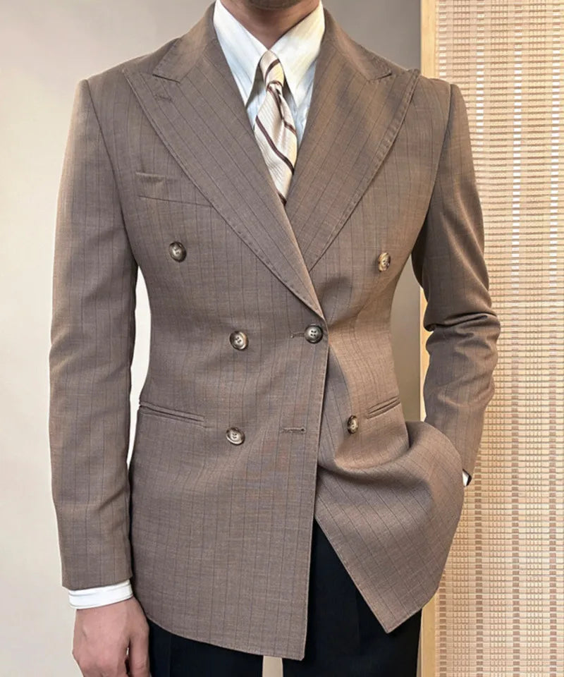 Costume de mariage pour homme, costume formel décontracté à double boutonnage, 2 pièces, pour bureau, travail, fête, bal de promo