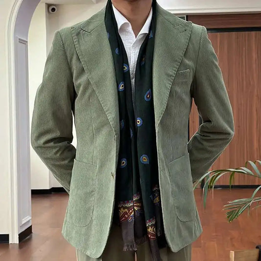 Light Green Corduroy Prom Blazers for Men British Gentleman Suit Naples Blazer Men Business Suit Blazer Hombre