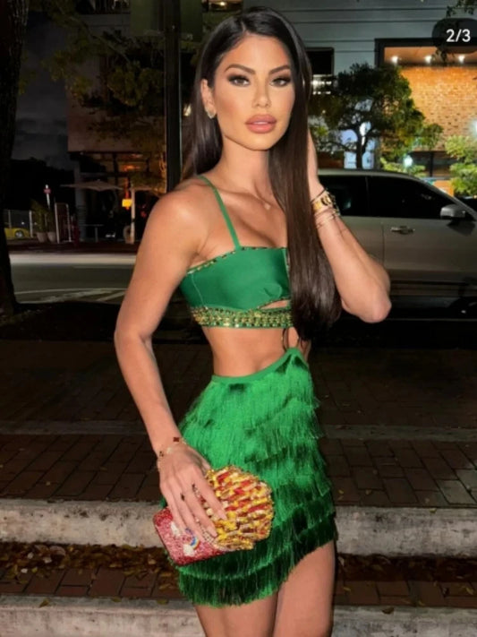 Women Sexy Green Sling Backless Dress Bodycon Bandage Dress Celebrity Elegant Evening Club Luxury Birthday Party Dresses