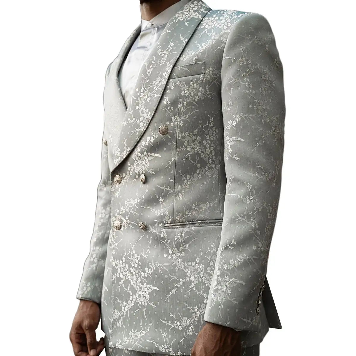 Men's Suit Shawl Lapel Blazer 2 Pieces Set Appliques Outfits Double Breasted Coat Prom Formal Occasion Customized Jacket Pants