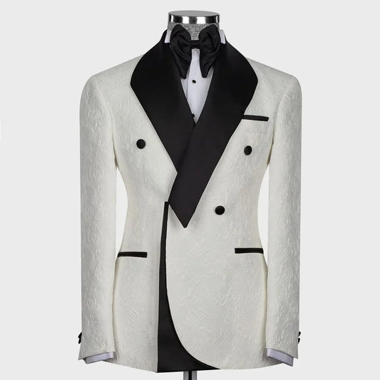 Men Suits for Wedding One Piece Coat Tailor-Made Jacquard Shawl Lapel Groom Blazer Double Breasted Customized Only Jacket
