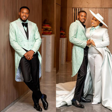 Modern Men Suits Jacquard Tailor-Made One Piece Peaked Lapel Only Blazer Floral One Button Groom Customized Coat