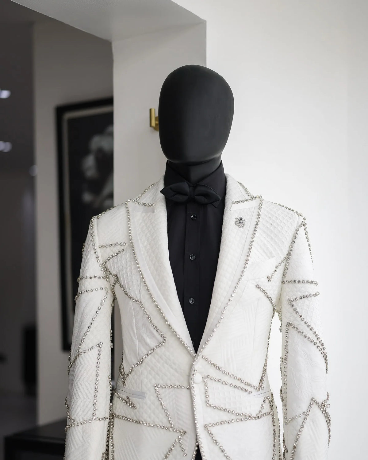 Modern Men's Suit Peaked Lapel Tailor-Made 2 Pieces Set Jacket Rhinestone Blazer Air Cotton One Button Customized Coat Pants