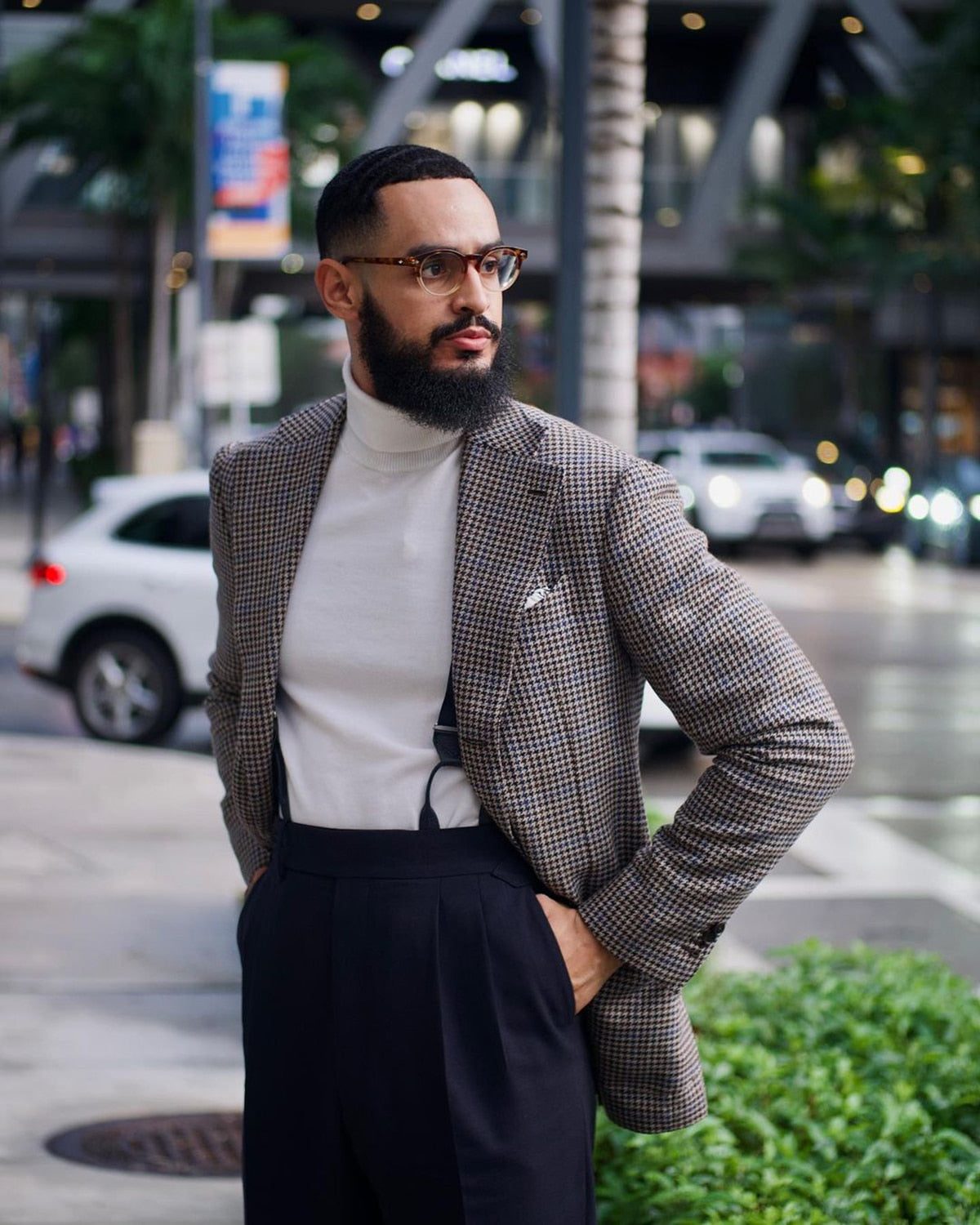 Nouveaux costumes pour hommes 2 pièces Blazer à carreaux Pantalon bleu marine Smoking simple boutonnage Mode Revers larges Mariage Formel Travail Décontracté Sur mesure 