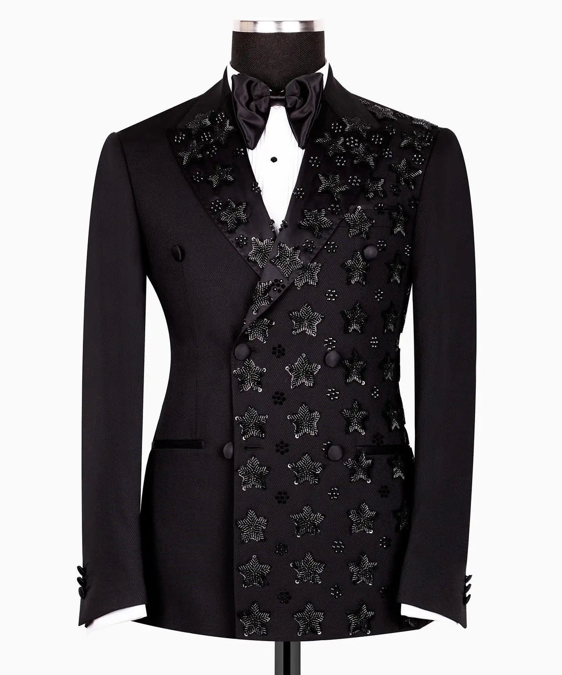 Appliques Wedding Men Coat Peaked Lapel Double Breasted Tuxedos Blazer Slim Fit Clothing Party Only Jacket Customized