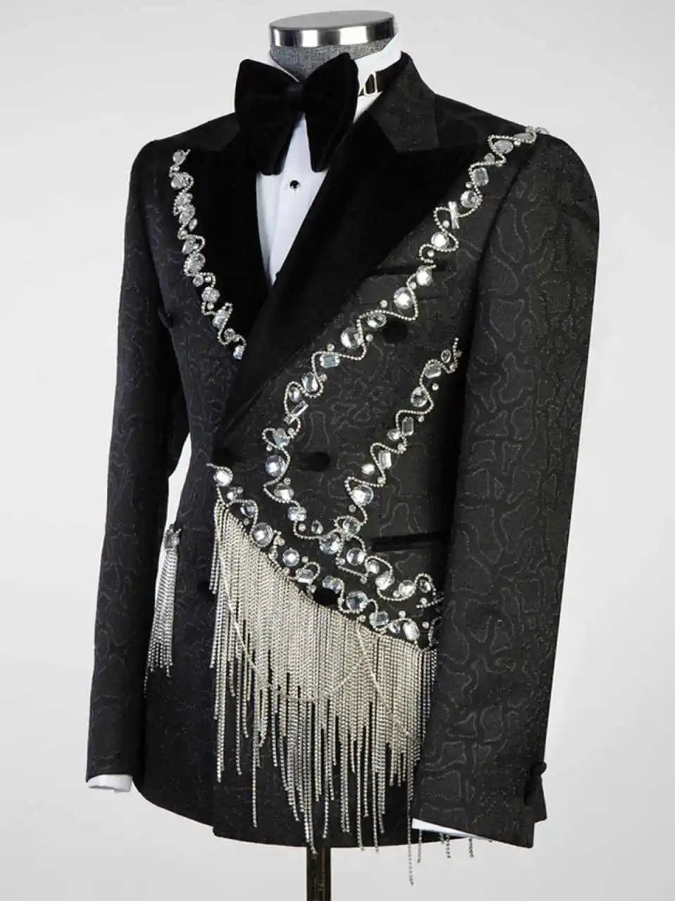 Luxury Beading Wedding Tuxedos 1 Piece Set Jacket Double Breasted Men Suit Designer Crystal Groom Blazers Customized