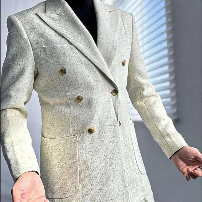 Apricot Double Breasted Suit Naples Business Leisure Fall Italian Gentleman British Suit Man Blazer Homme Prom Blazer for Men