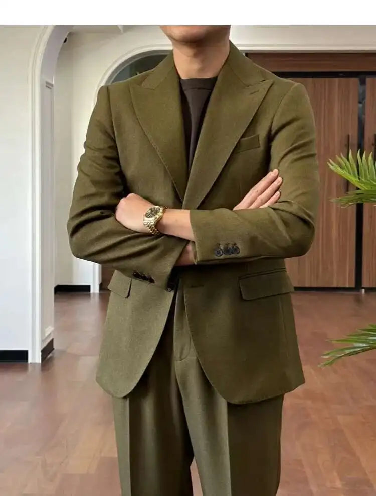 Business Dress Suit Wedding Suit for Men Versatile Casual Office Party Prom Costume Homme Green Men Tuxedo Suit