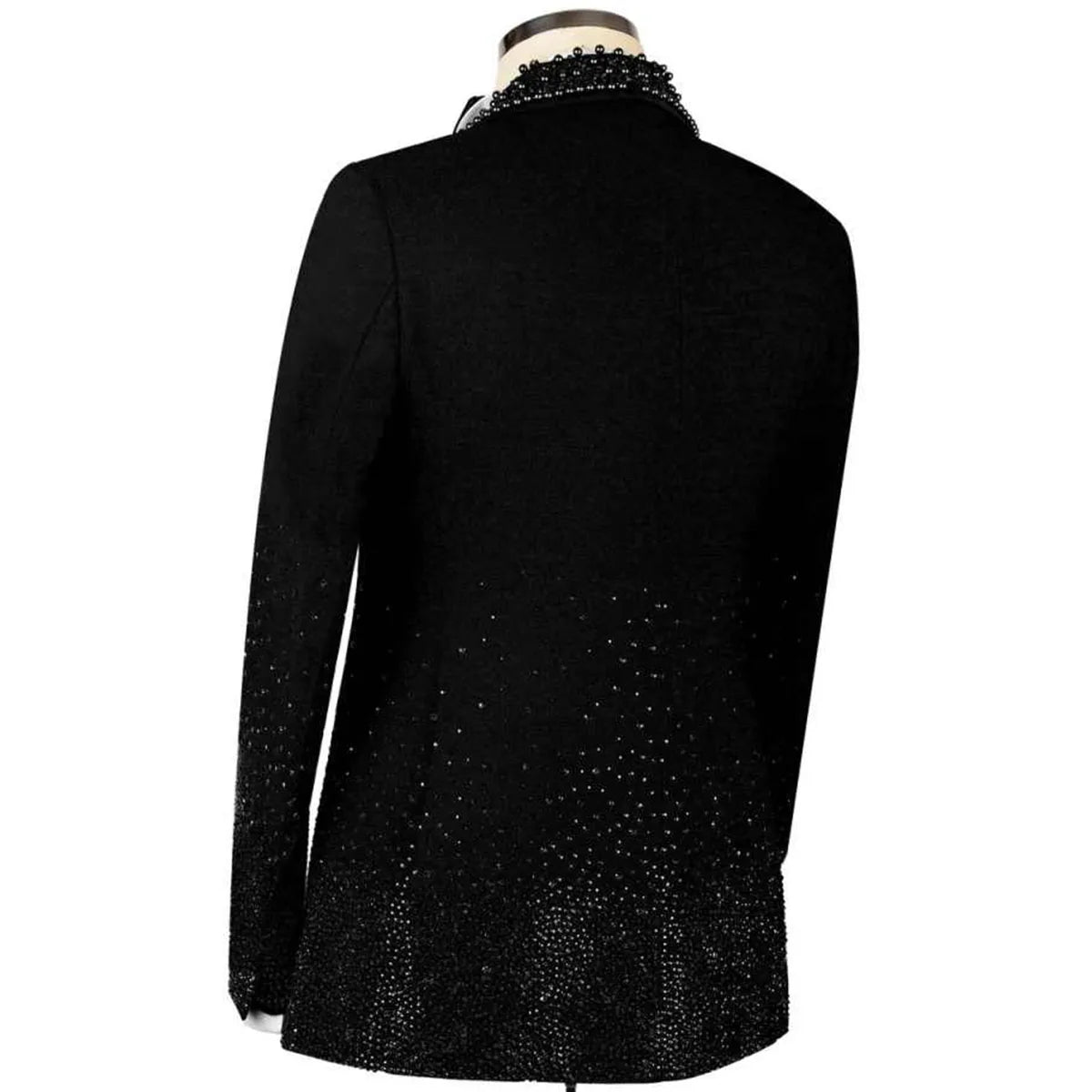 Customized Handsome Rhinestone Men Suits 2 Piece Sets Male Prom Blazer Shawl Lapel Slim Fit Groom Wedding Tuxedos