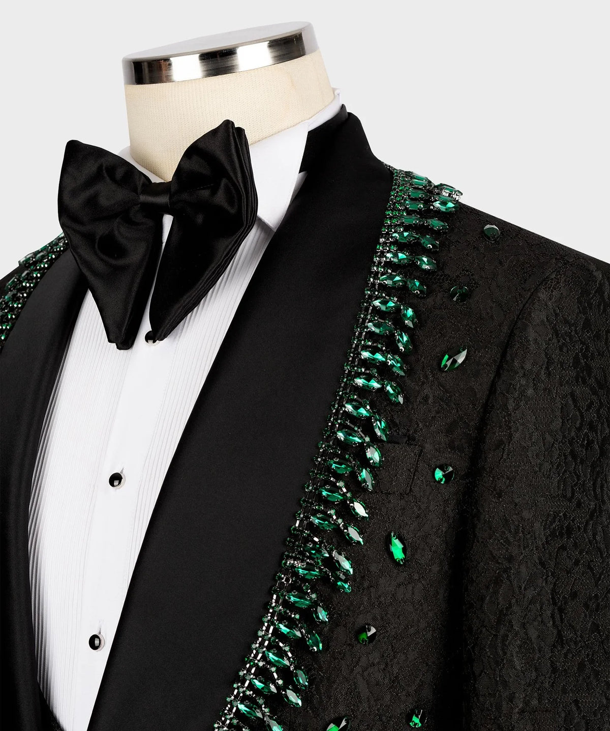 Vintage Men Suits Wedding 3 Pieces Set Coat Crystal Beaded Shawl Lapel Tailor-Made Jacquard Blazer Customized Jacket Vest Pants