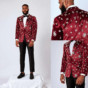 Luxury Style Men Suits Groom Male Blazers Wedding 2 Pieces Sets Diamond High Quality Ropa Slim Fit Party Tuxedos Customized