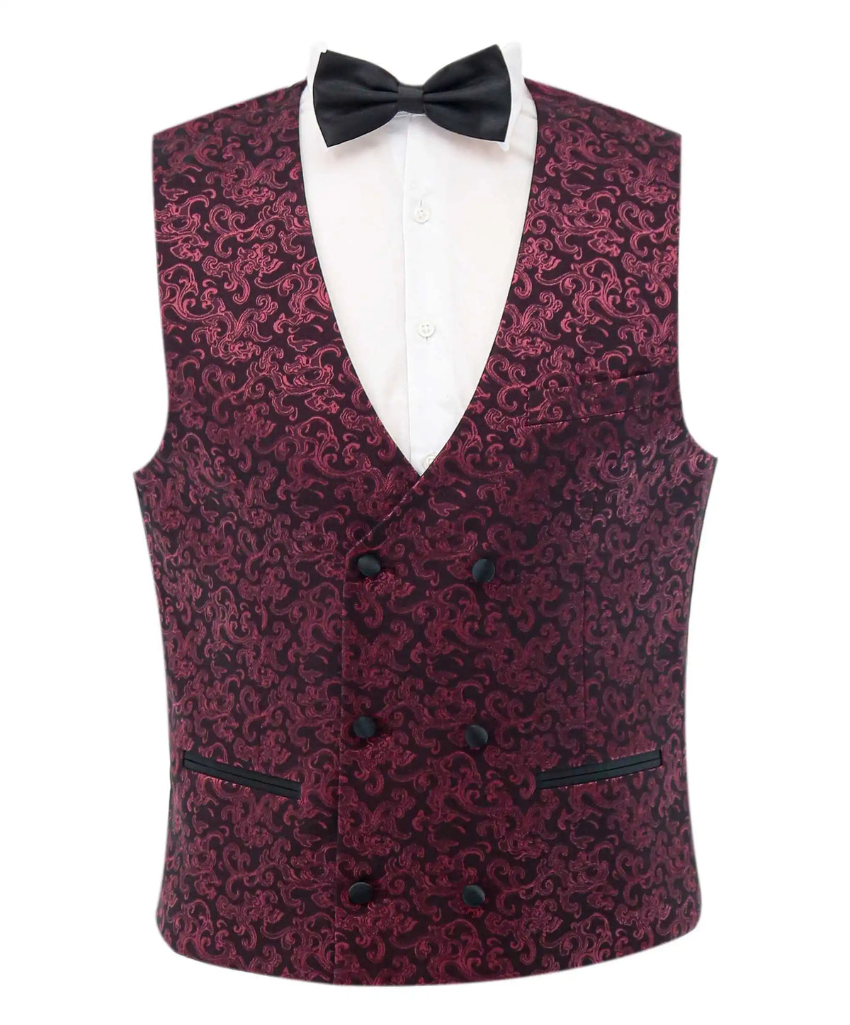 Burgundy Pattern Wedding Men Groom Tuxedos Peaked Lapel Jacket Custom Made Prom Male White Party Coat Jacket Vest Pants Suits