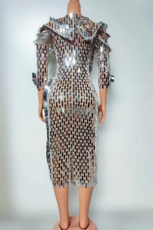 Sparkly Rhinestones Sequins Dress Women Sexy Party Celebrate Birthday Dress Photoshoot Wear Performance Dance Stage Costume