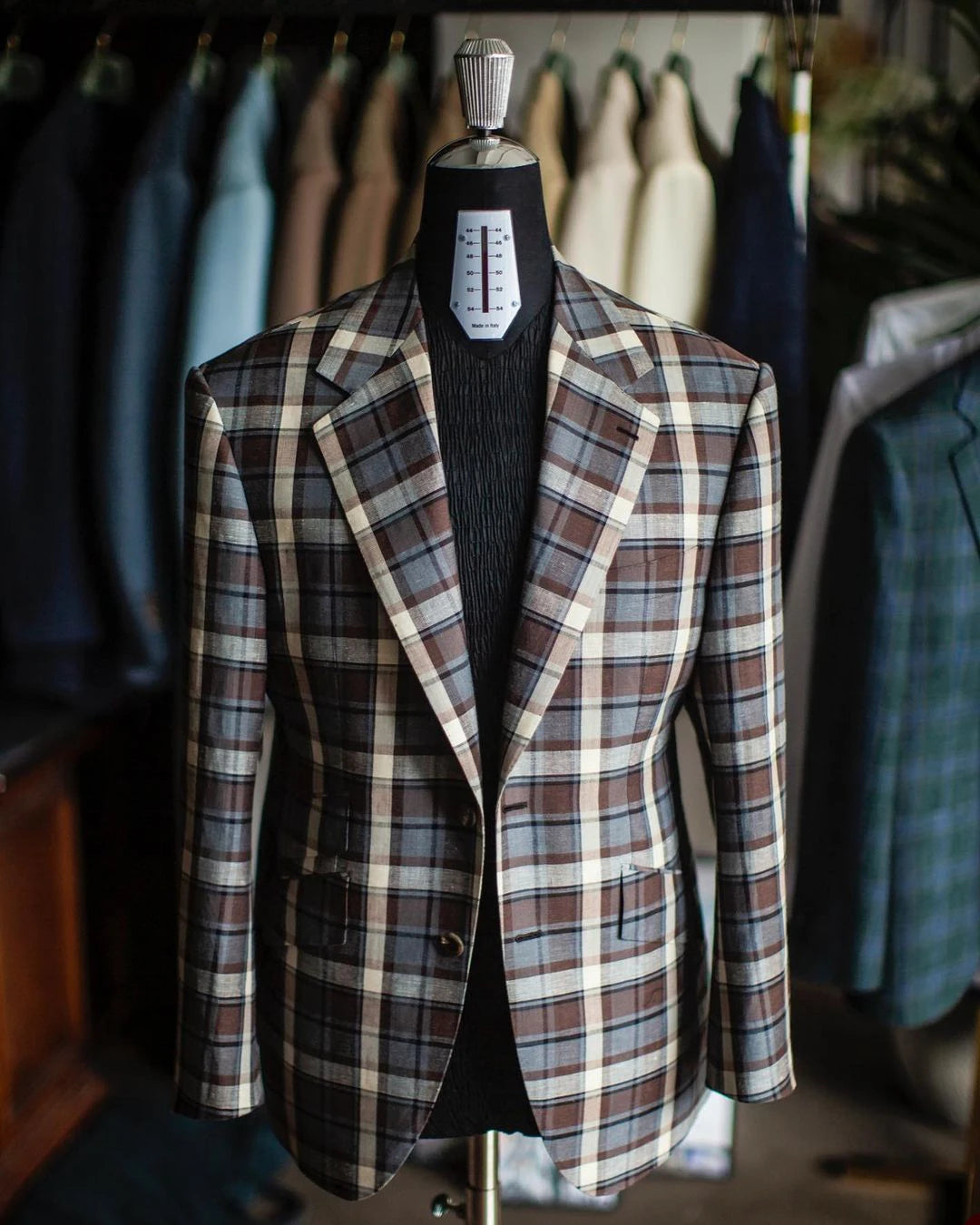 Luxury Plaid Men's Wedding Blazer Notch Lapel Jacket Single Breasted Tuxedos Business Party Slim Fit Groom Wear Only Coat