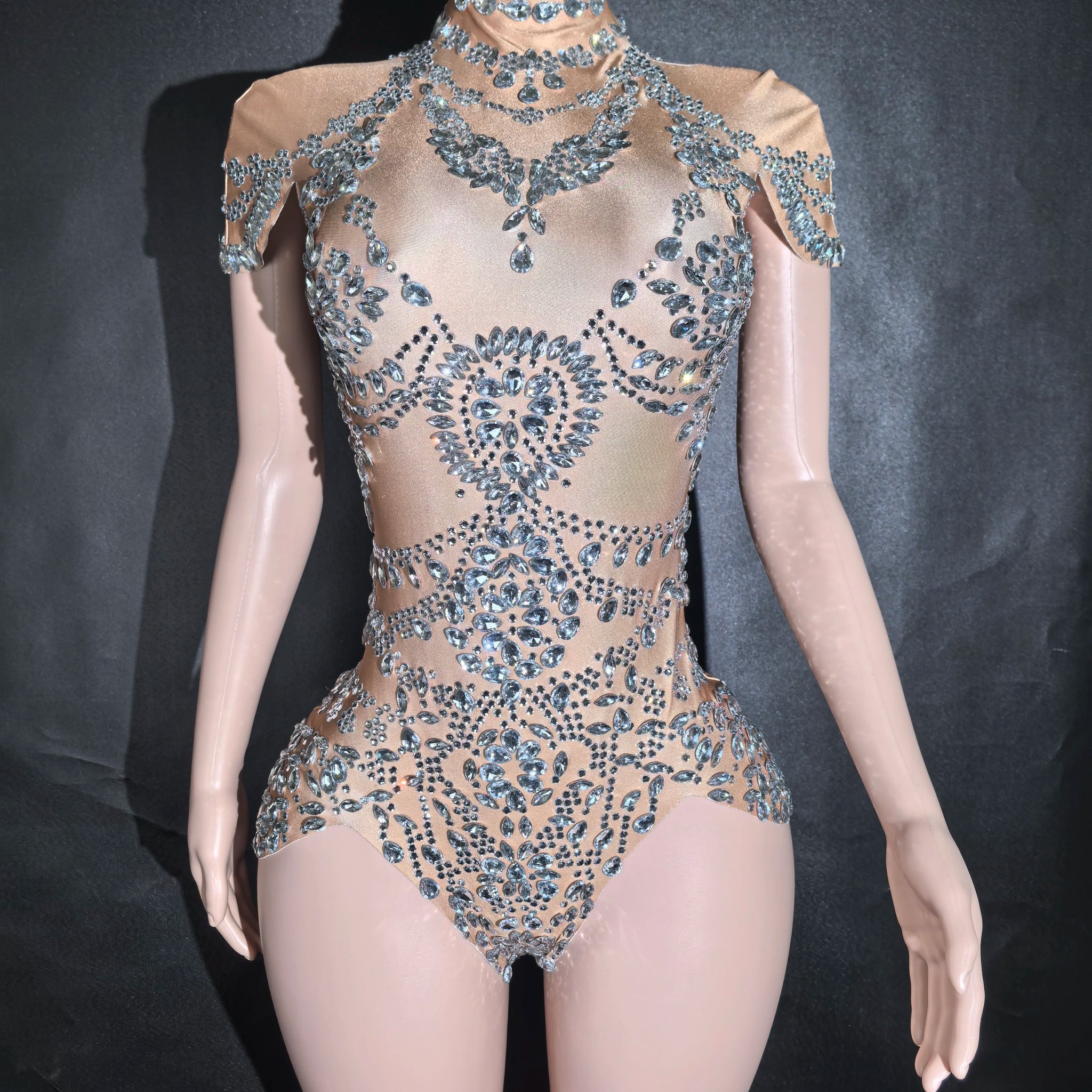 Nuevo mono de diamantes de imitación para baile en barra, ropa de actuación, atuendo para fiesta, rave, ropa de club, disfraz elástico de Drag Queen