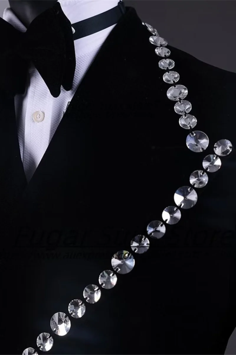 Sequined Men Wedding Suits for Men Peak Lapel Tuxedo Groom Wear 2 Pcs Jacket Pants Business Evening Party Customized