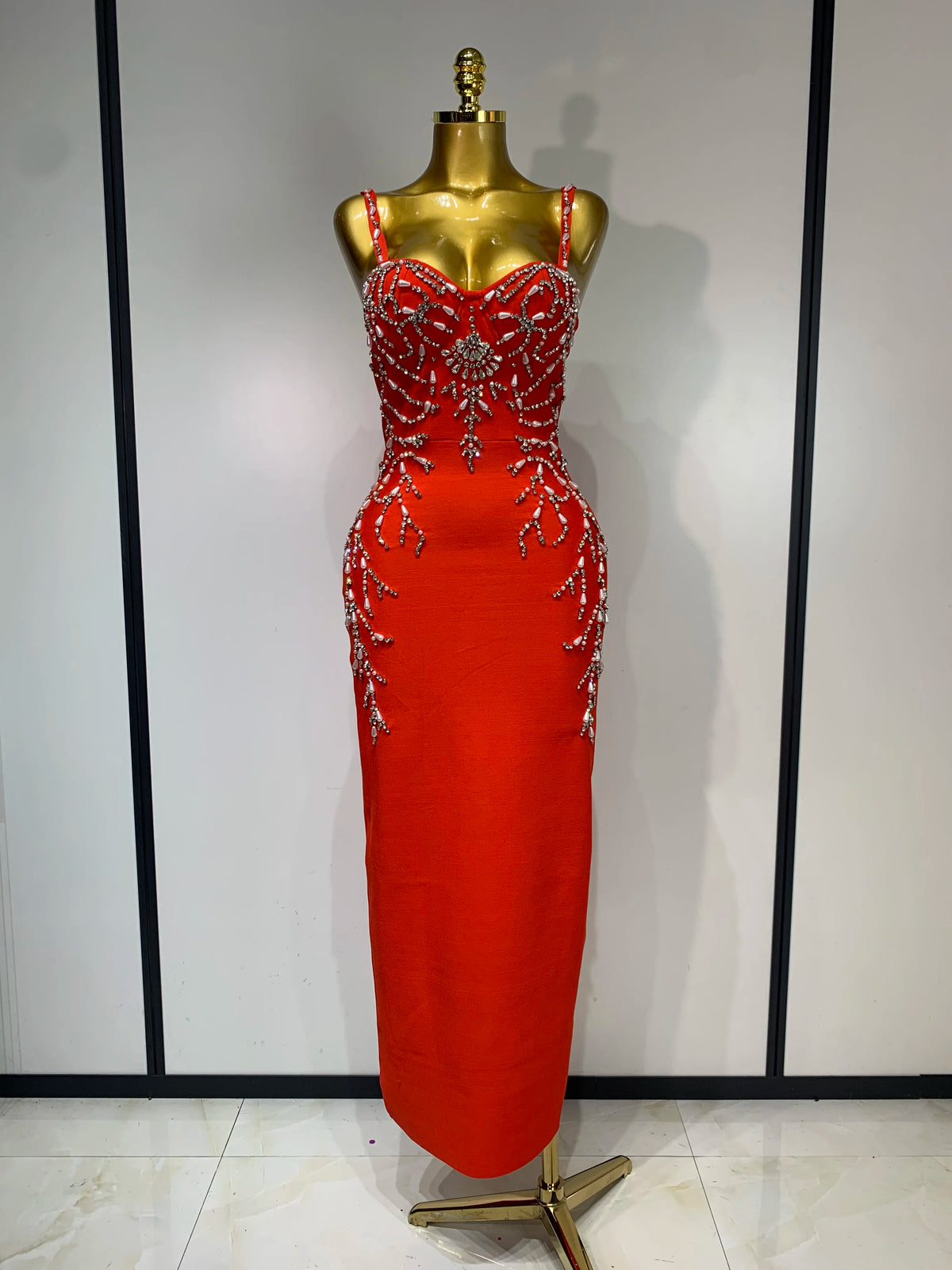 Women Sexy V Neck Black Beading Maxi Long Bodycon Bandage Dress Celebrity Elegant Evening Club Party Luxury Birthday Dress
