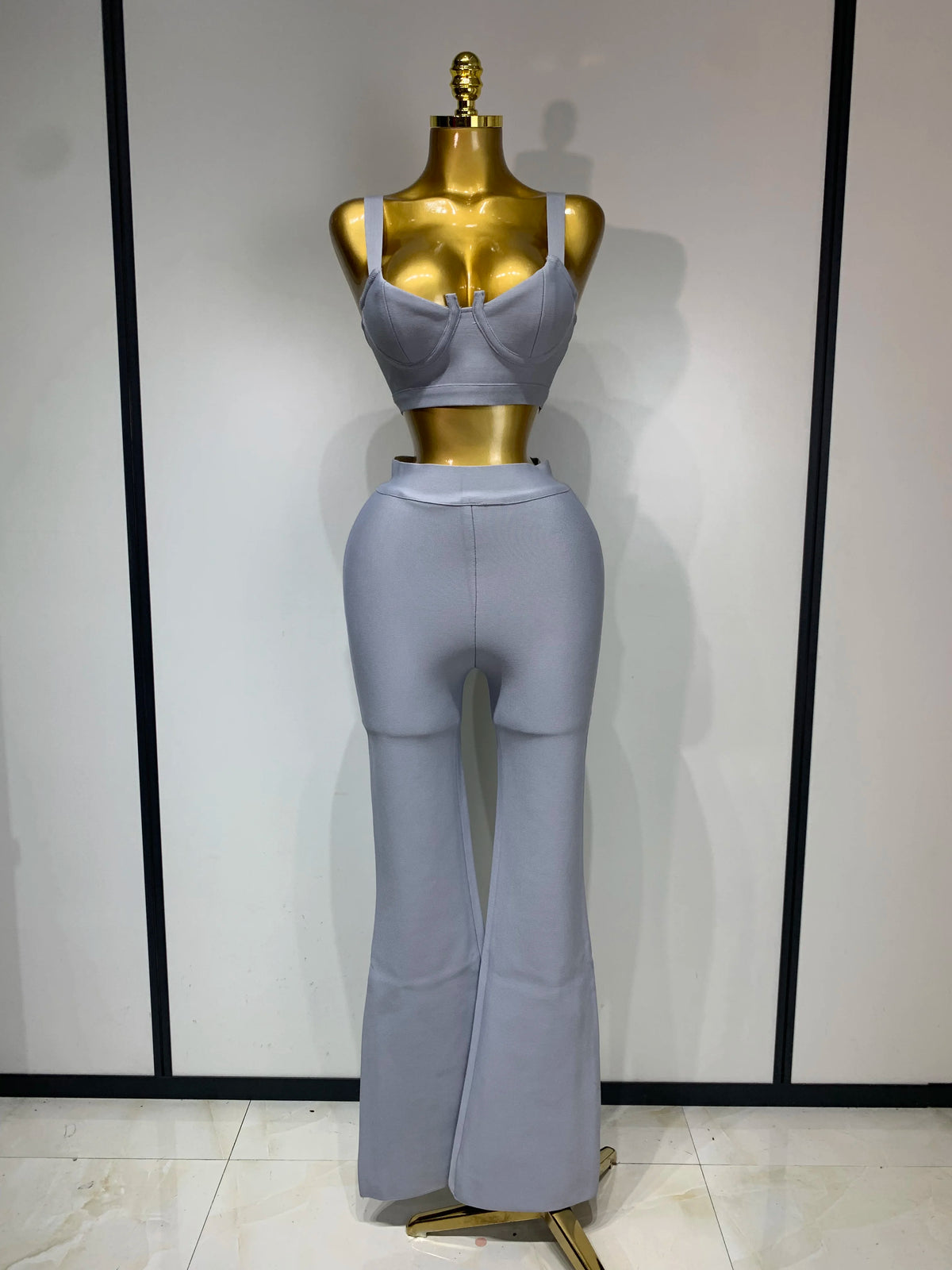 Women Sexy Bandage Crop Top Pant Set Evening Party Club Luxury Birthday High Street Fashion Elegant Luxury Birthday Outfit