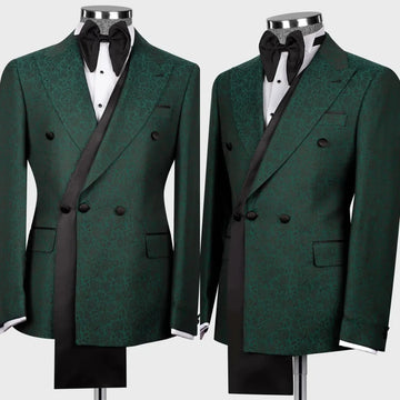 Vintage Men Suits Tailor-Made One Piece Coat Jacquard Peaked Lapel Blazer Casual Double Breasted Groom Customized Only Jacket