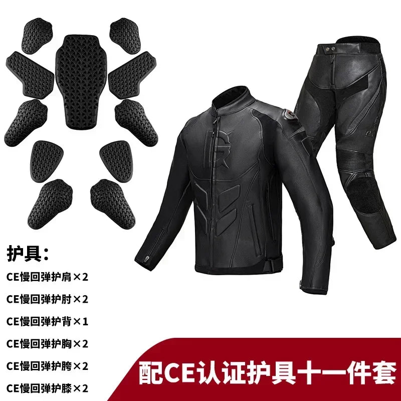 Motorcycle Riding Suit Winter Anti Drop Riding Pants Knight Windproof Men's  Women's Motorcycle Leather Jacket Leather Pants Set