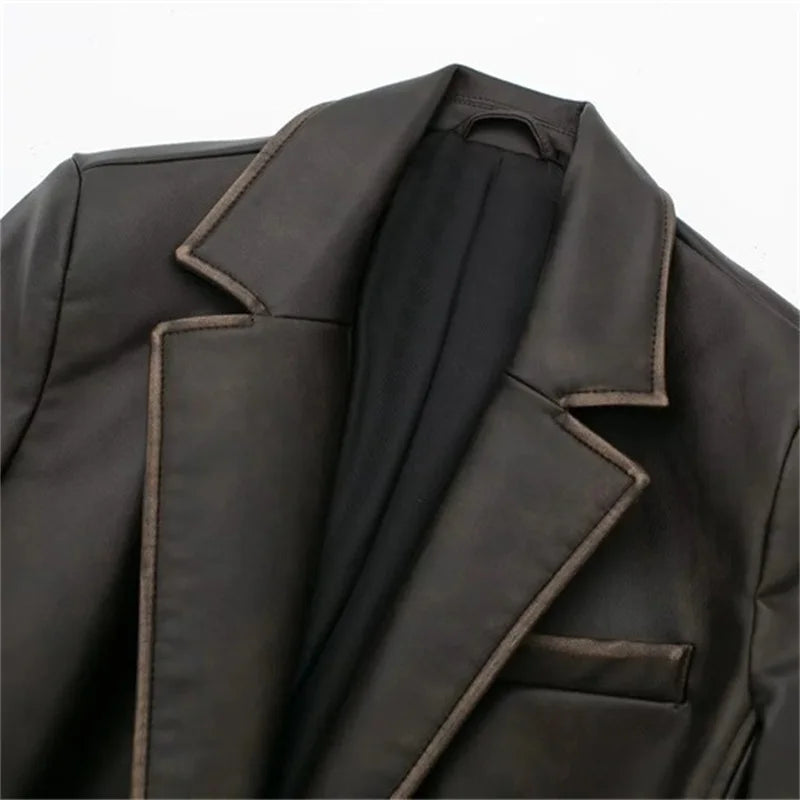 Winter Leather Women Suit Long Blazer with Belt Clothes Female Overcoat Business Work Wear Jacket Casual Hot Girl Coat