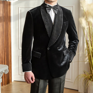 Homemade Autumn and Winter Small Capital Banquet Shade Collar Velvet Suit Gentry Fashion Trendy Suit Jacket Men