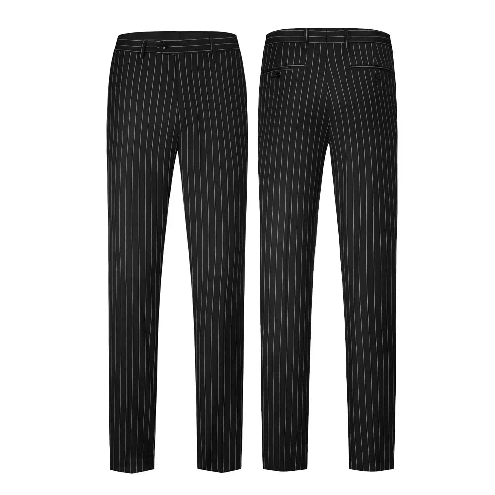 Costume croisé pour homme, costume britannique bleu à rayures, costume décontracté pour le travail, les hommes décorent le corps de la robe de mariée du marié.