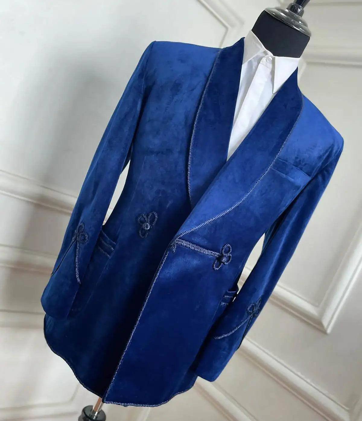 Bright Wedding Tuxedos Velvet 1 Piece Set Jacket Groom Suit Classic Fit Double Breasted  Evening Party Outfits Customized