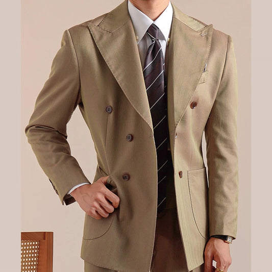 Italian Style Double Breasted Blazer Men Masculino Slim Fit Blazer Hombre Lapel Collar Casual Business Jacket Men Blazer