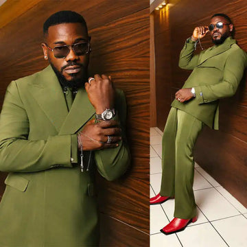 Simple Men Wedding Suits Peaked Lapel Tuxedos Single Breasted Groom Wear 2 Pcs Jacket Pants Prom Evening Party Custom Made