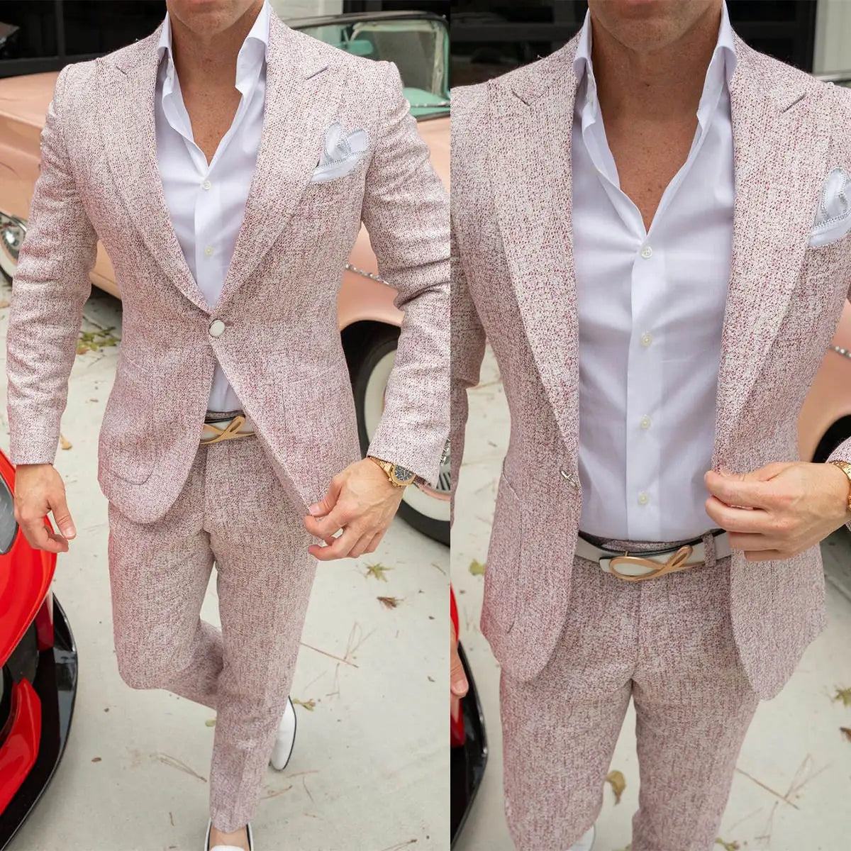 Classic Wedding Suits for Groom Peaked Lapel Tuxedos Single Breasted 2 Pcs Jacket Pants Party Prom Customized