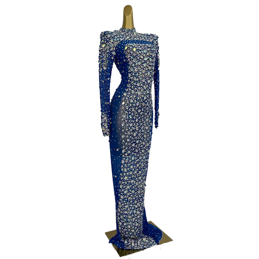 Sexy Luxury Rhinestones Sheath Dresses for Evening Party Performance Costume Bar Nightclub Singer Dancer Stage Wear