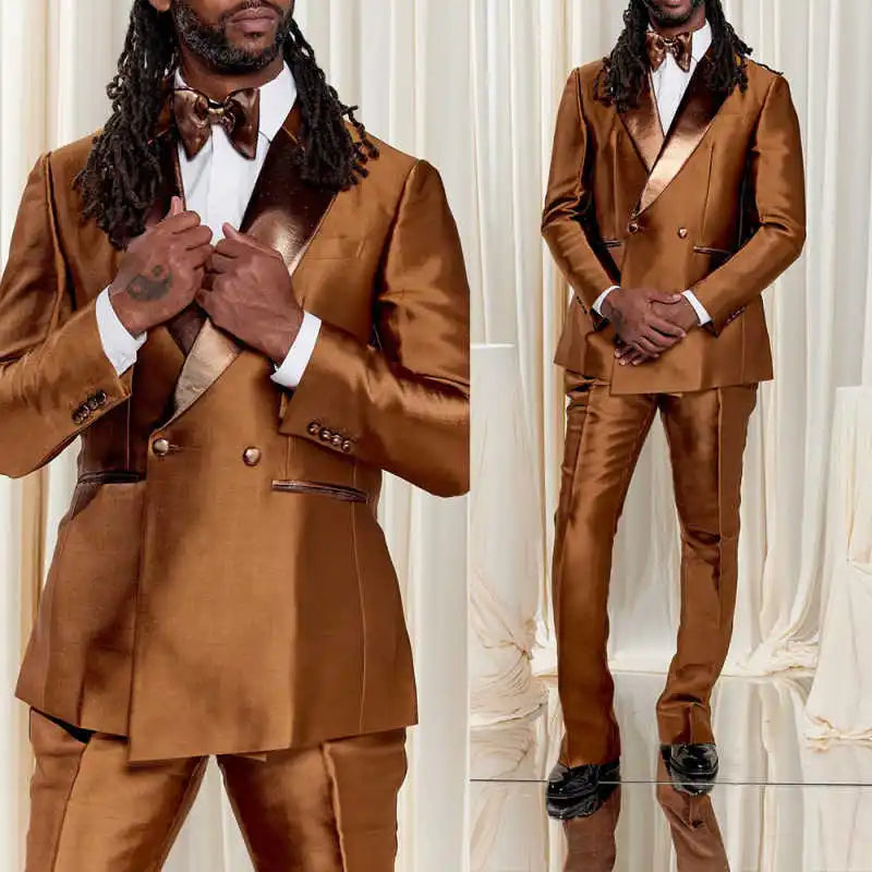 Classic Mens Suits 2 Pieces Blazers Pant Peaked Lapel Double Breasted Formal Occasion Wedding Party Customized