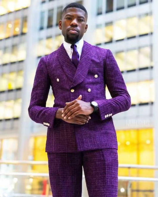 Modern Men Wedding Suits Shawl Lapel Tuxedos Double Breasted Groom Wear 2 Pcs Jacket Pants Prom Evening Party Custom Made