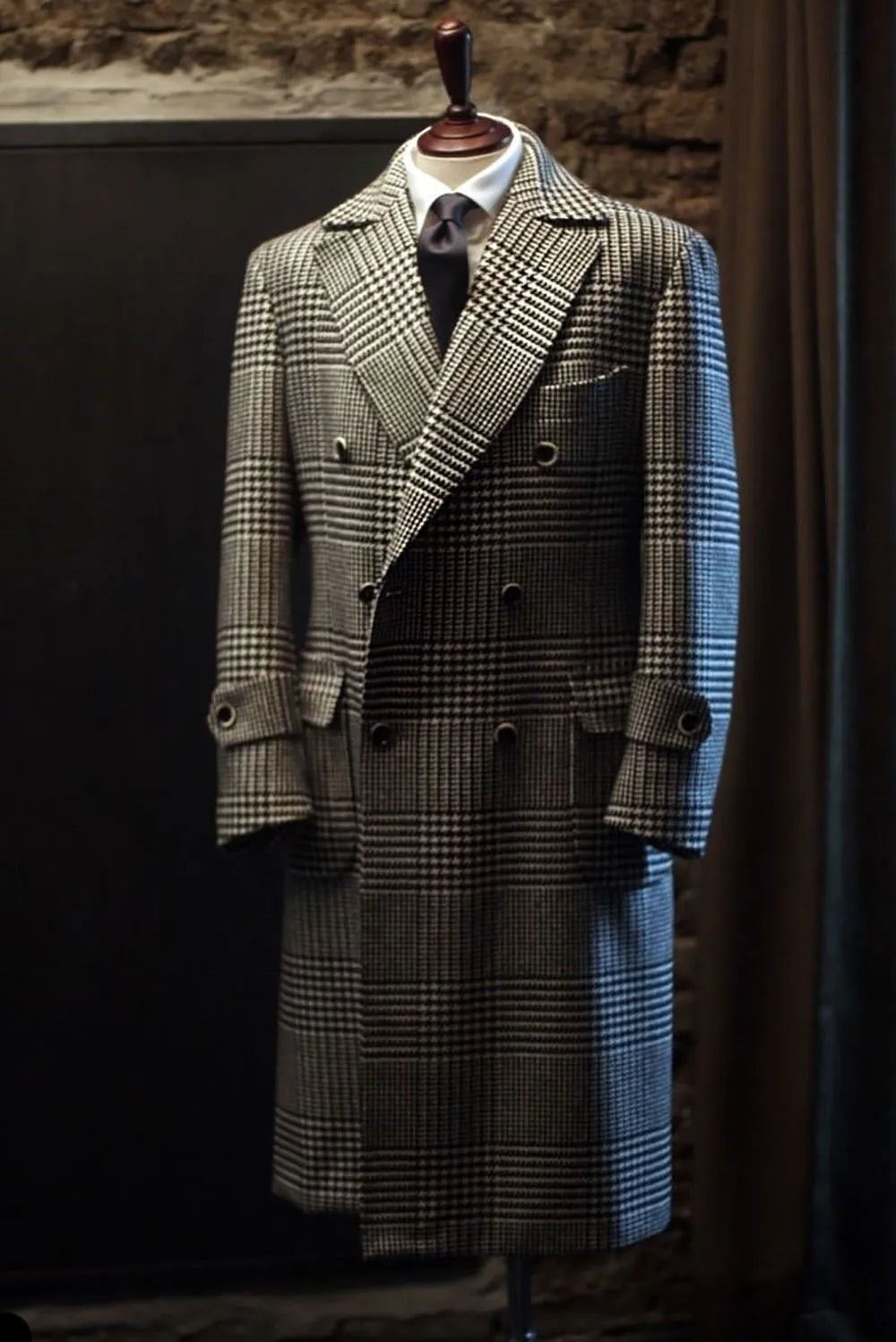 Manteau homme noir à carreaux sur mesure une pièce blazer croisé tenue de travail formelle décontractée quotidienne fête sur mesure 