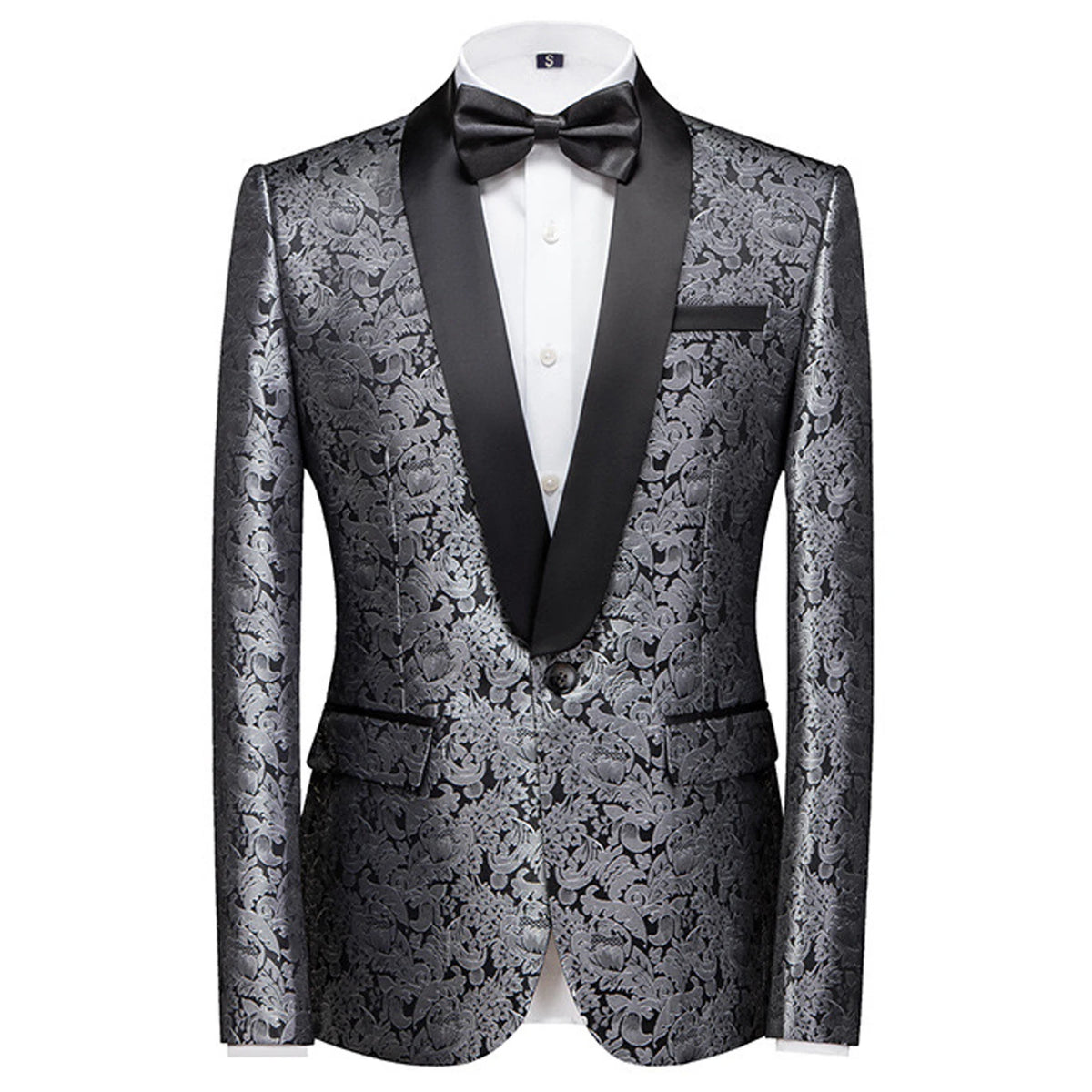 Ensemble élégant de smoking en jacquard pour homme avec revers châle pour mariages et événements formels