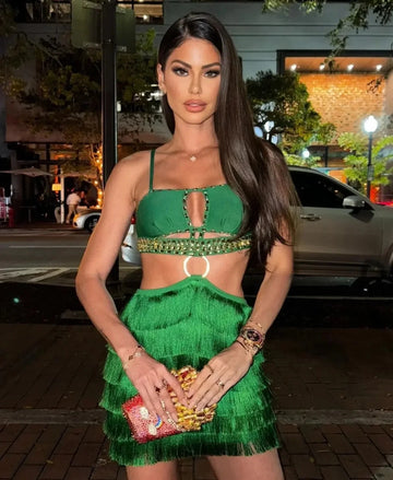 Women Sexy Green Sling Backless Dress Bodycon Bandage Dress Celebrity Elegant Evening Club Luxury Birthday Party Dresses