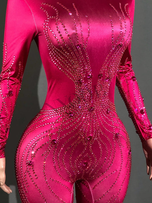 Sparkly Rhinestone Jumpsuit for Women Sexy Performance Dance Costume Singer Dancer Show Stage Wear Nightclub Outfit