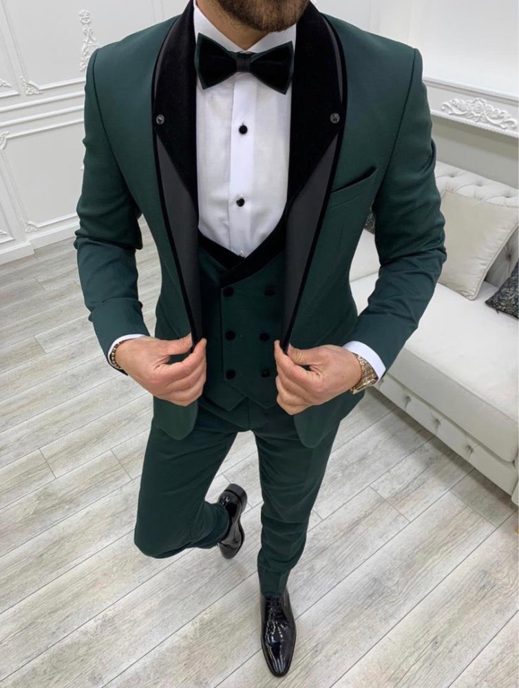 Ensemble 3 pièces vert/kaki pour homme, costume de marié, smoking de mariage formel, blazer, coupe classique, tenue de bal, veste, gilet et pantalon