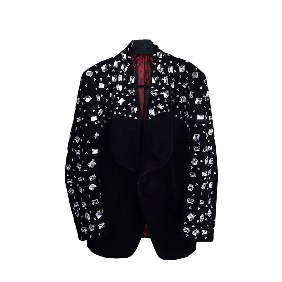 Big Crystal Men Wedding Tuxedos Beading Groom Wear Tailored Birthday Party Prom Jacket Outfits One Piece