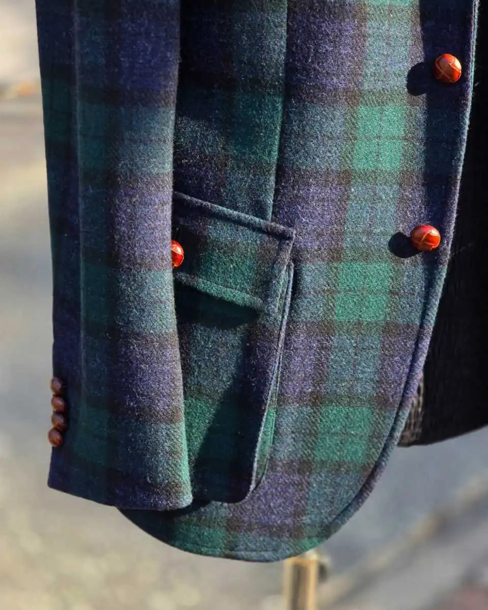 Plaid Woolen Autumn Men's Coat Peaked Lapel Tuxedos Single Breasted Groom Wear Business Party Coats Only Blazer Customized