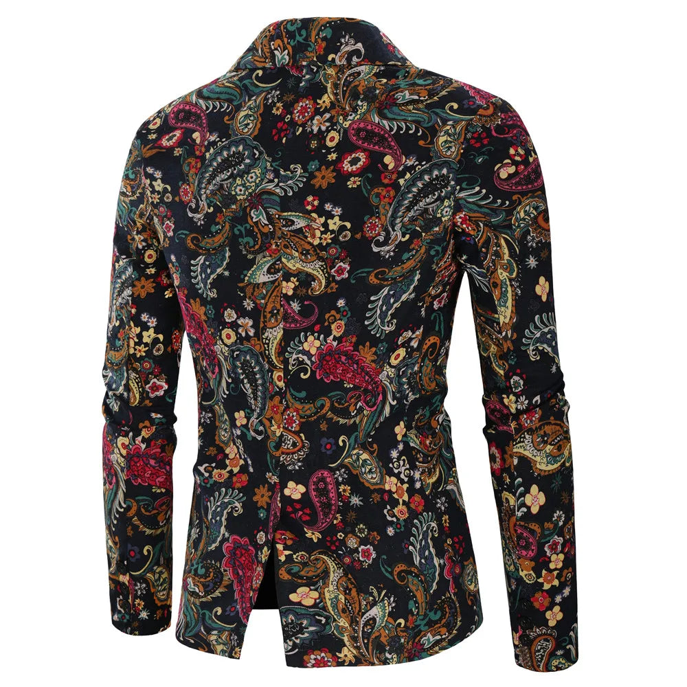 Blazers informales ajustados de moda para hombre, trajes estampados, abrigos, ropa para hombre