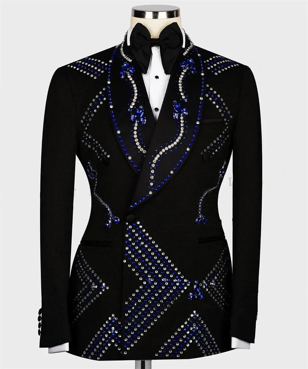Fashion Men's Suit Rhinestone Beading Shawl Lapel Blazer One Piece Coat One Button Prom Formal Occasion Customized Only Jacket